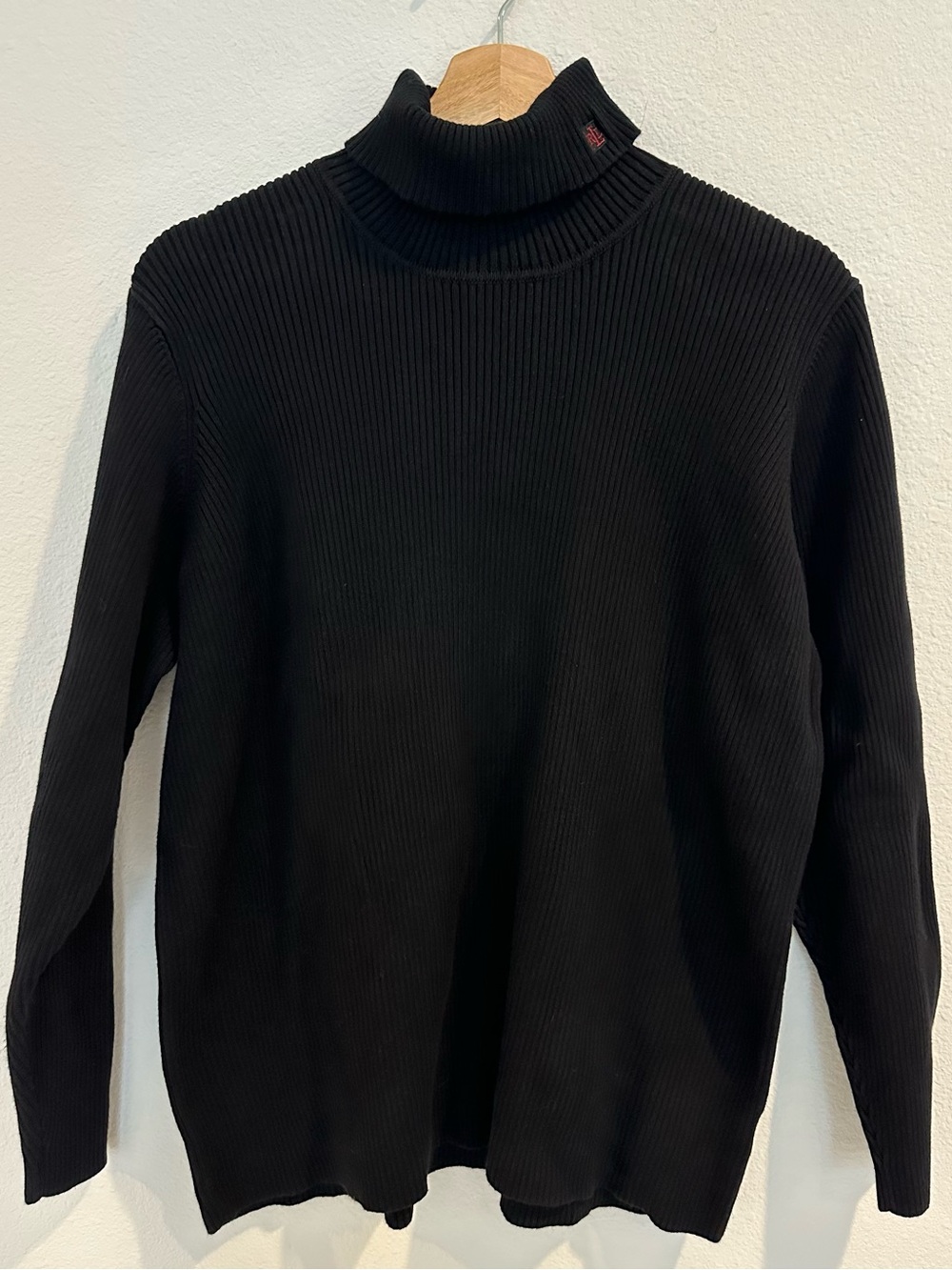 Lauren Ralph Lauren Women’s 1X Black Ribbed Cotton Turtleneck Sweater